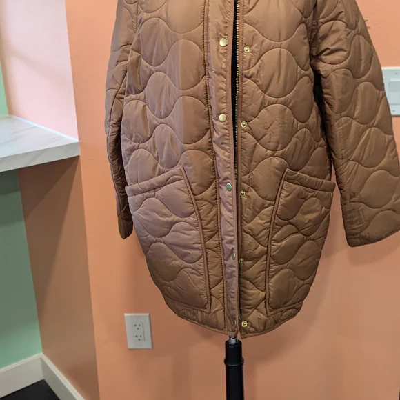 J Crew Large Quilted Cocoon Puffer Coat Primaloft Dark Nutmeg Brown AQ470 - Picture 8 of 16